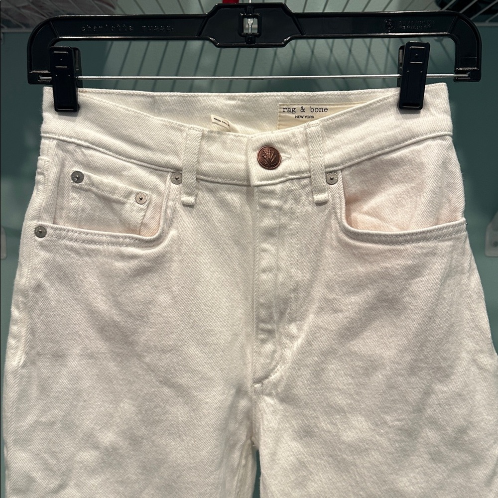 Rag & Bone optic white high rise slim straight Denim Jeans - Picture 3 of 8
